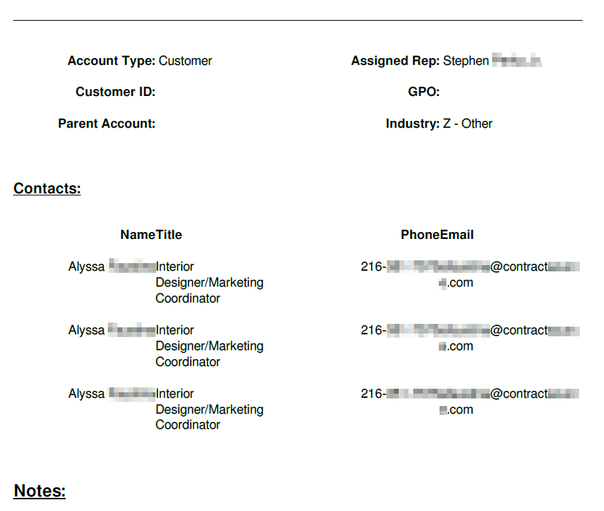 Report Template's Output